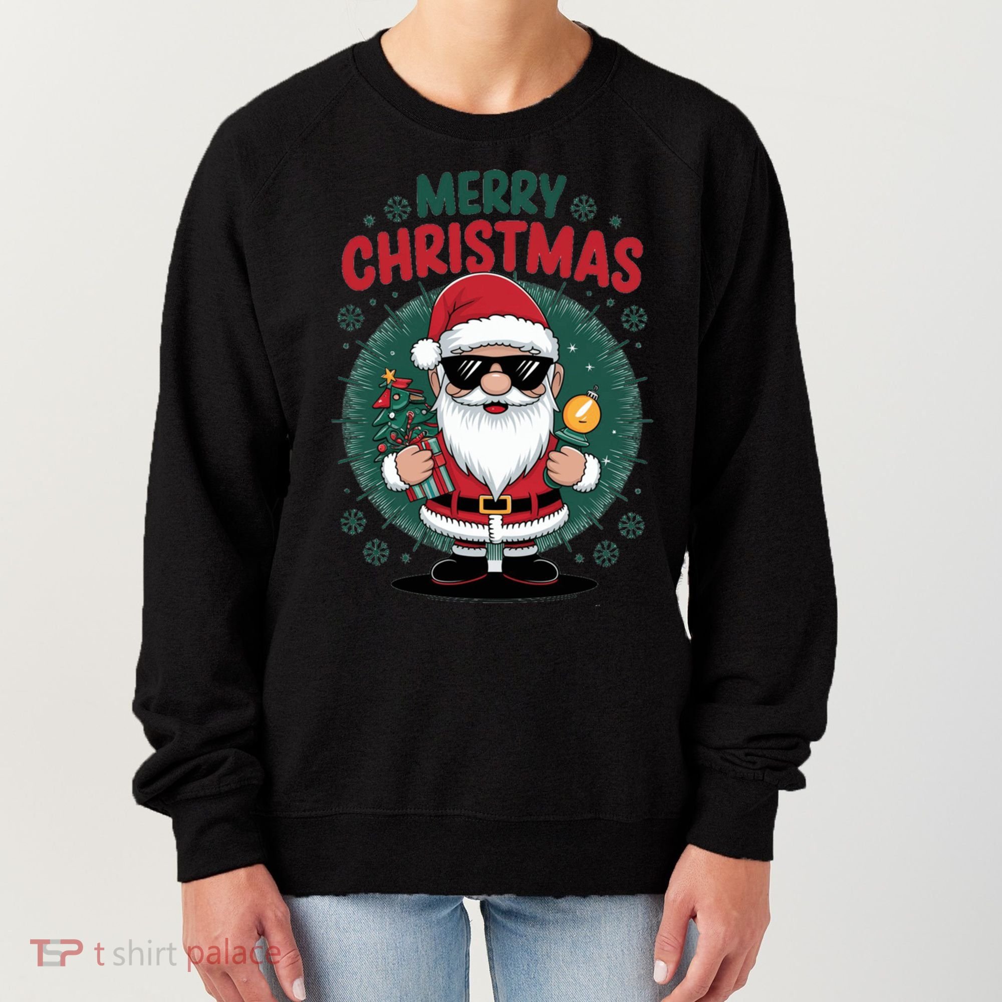 Merry Christmas Funny Santa Claus Red Costume Hat Great Gift Women's Sweatshirt