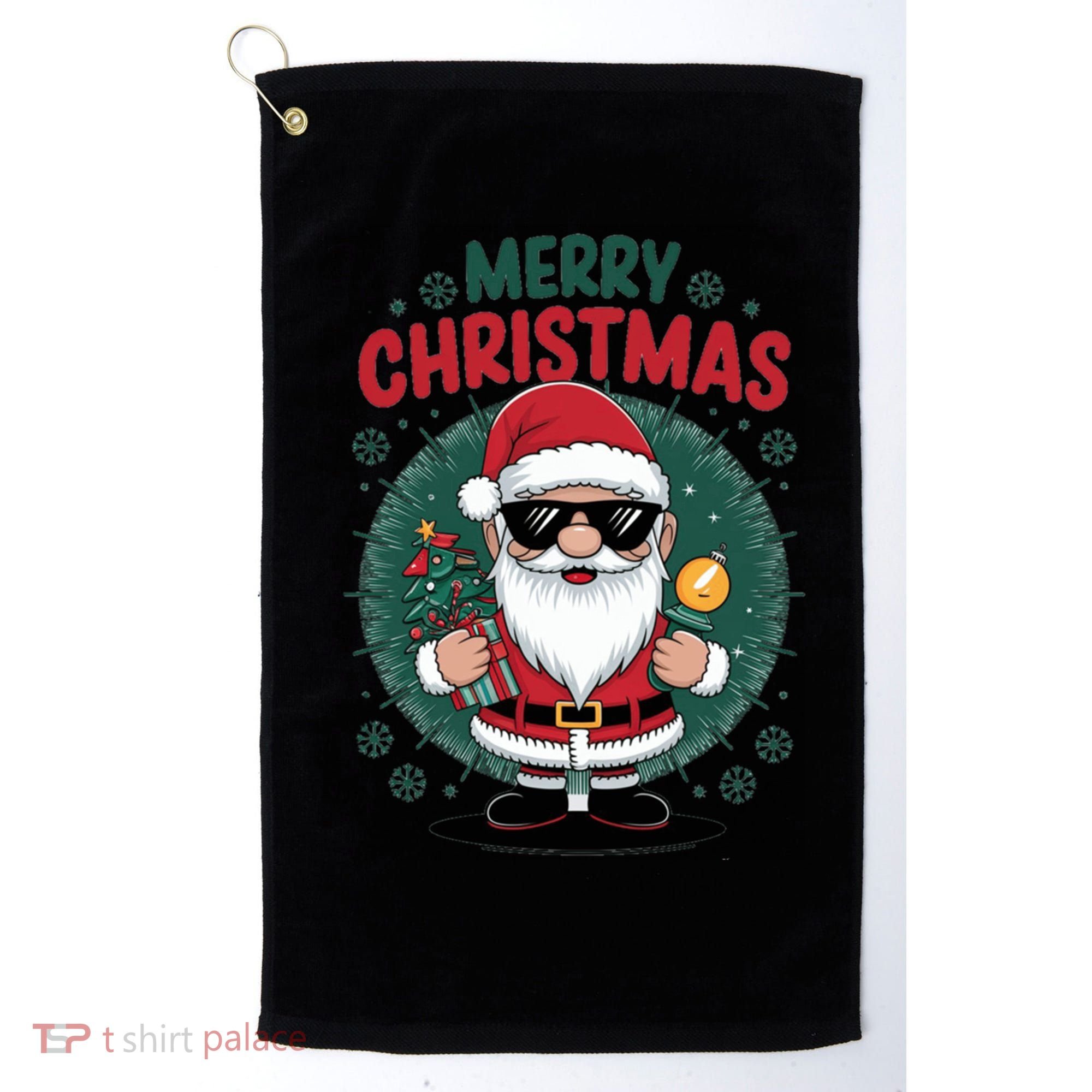 Merry Christmas Funny Santa Claus Red Costume Hat Great Gift Golf Towel