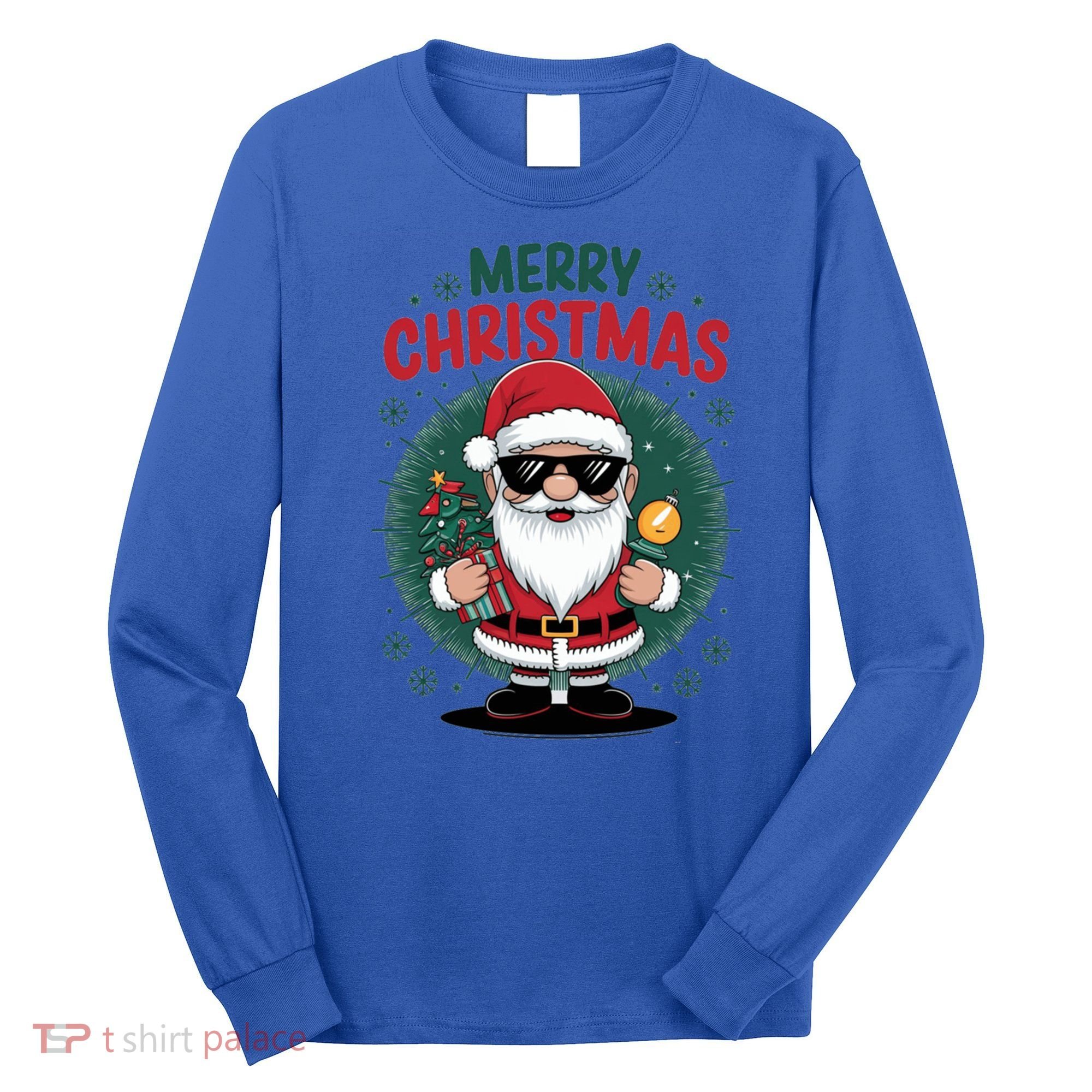 Merry Christmas Funny Santa Claus Red Costume Hat Great Gift Long Sleeve Shirt