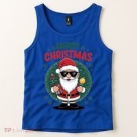 Merry Christmas Funny Santa Claus Red Costume Hat Great Gift Tank Top thumb 2