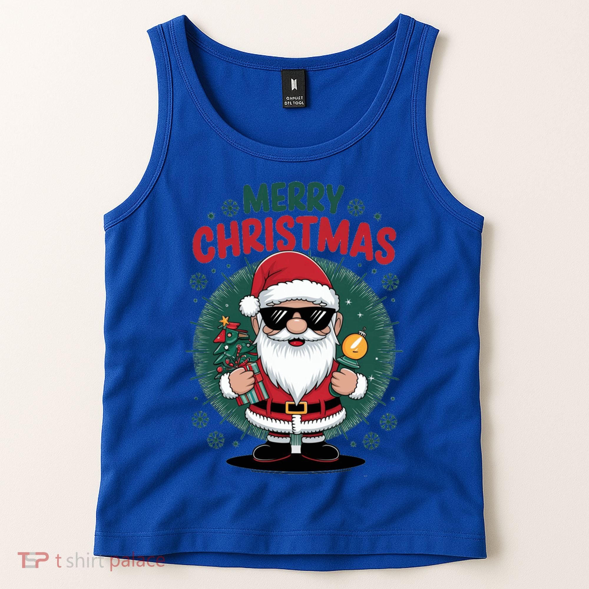 Merry Christmas Funny Santa Claus Red Costume Hat Great Gift Tank Top