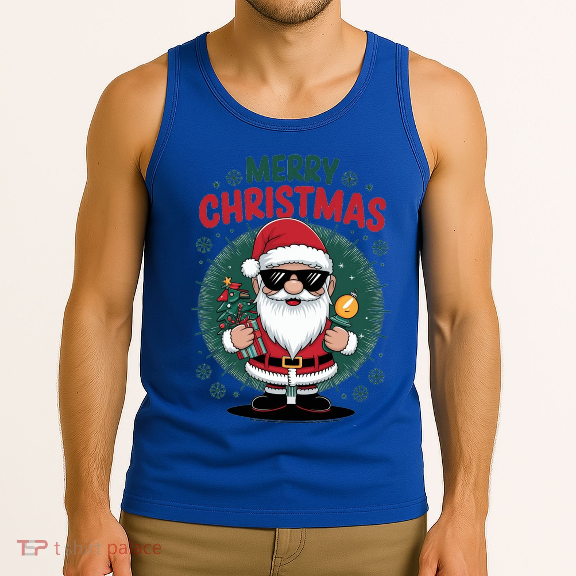 Merry Christmas Funny Santa Claus Red Costume Hat Great Gift Tank Top