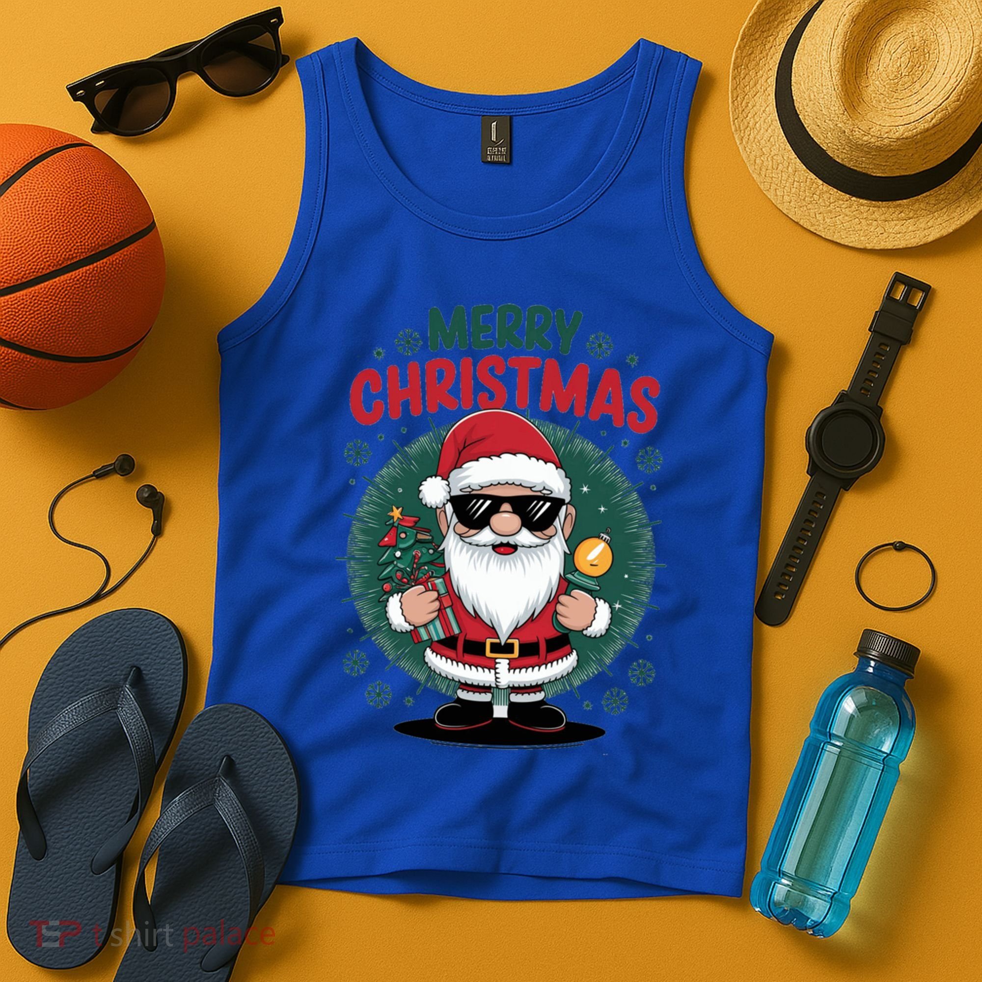 Merry Christmas Funny Santa Claus Red Costume Hat Great Gift Tank Top