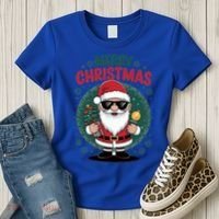 Merry Christmas Funny Santa Claus Red Costume Hat Great Gift Women's T-Shirt thumb 3