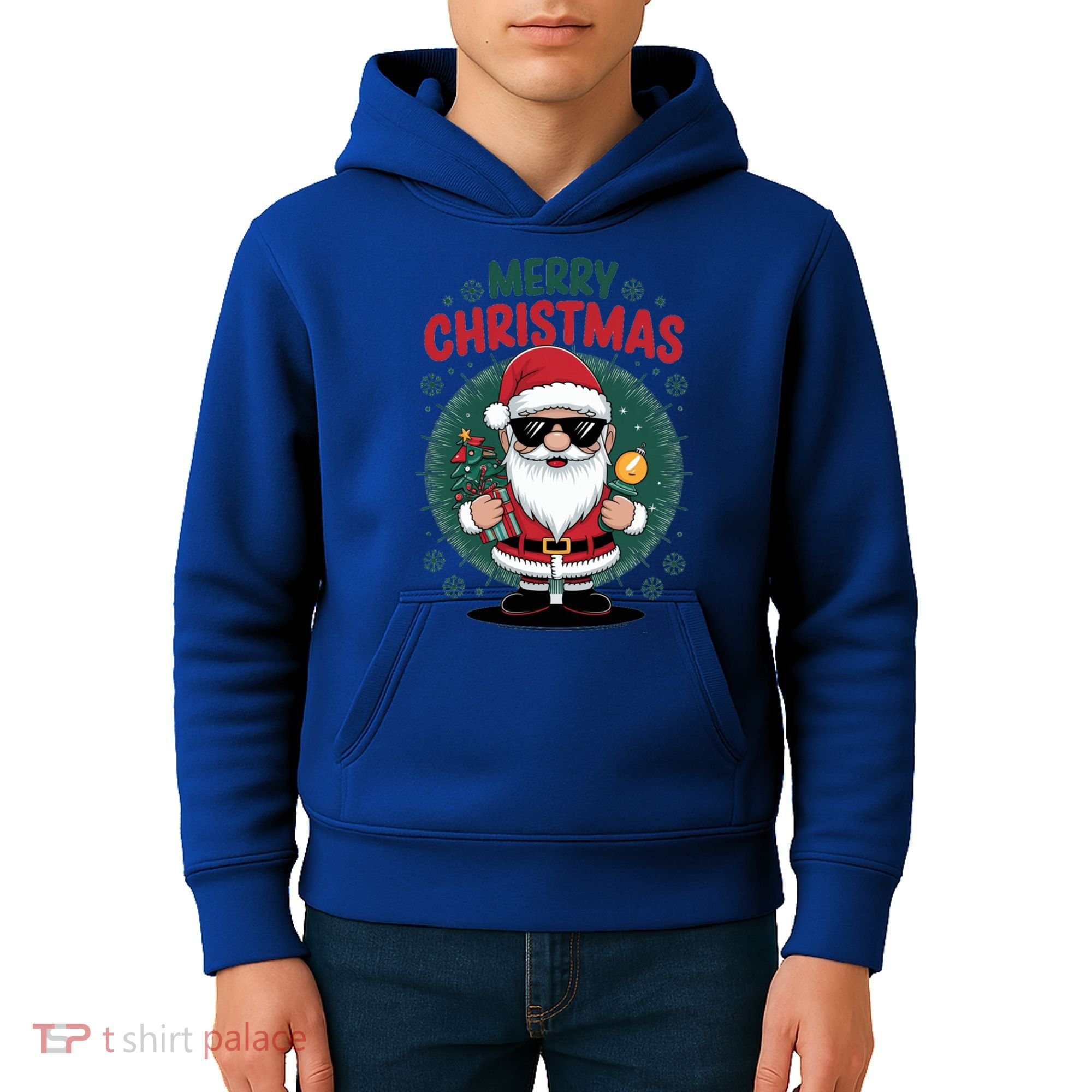 Merry Christmas Funny Santa Claus Red Costume Hat Great Gift Kids Hoodie