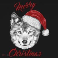 Merry Christmas Funny Wolf Face With Santa Hat Retro Xmas Gift Women's Hoodie thumb 2