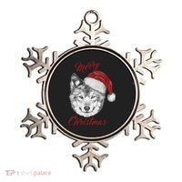 Merry Christmas Funny Wolf Face With Santa Hat Retro Xmas Gift Ornament thumb 0