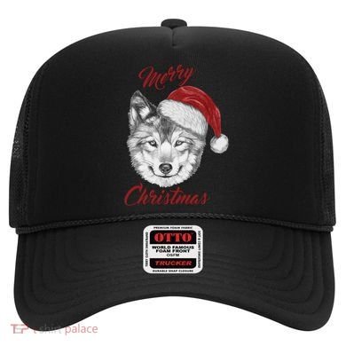 Merry Christmas Funny Wolf Face With Santa Hat Retro Xmas Gift Hat