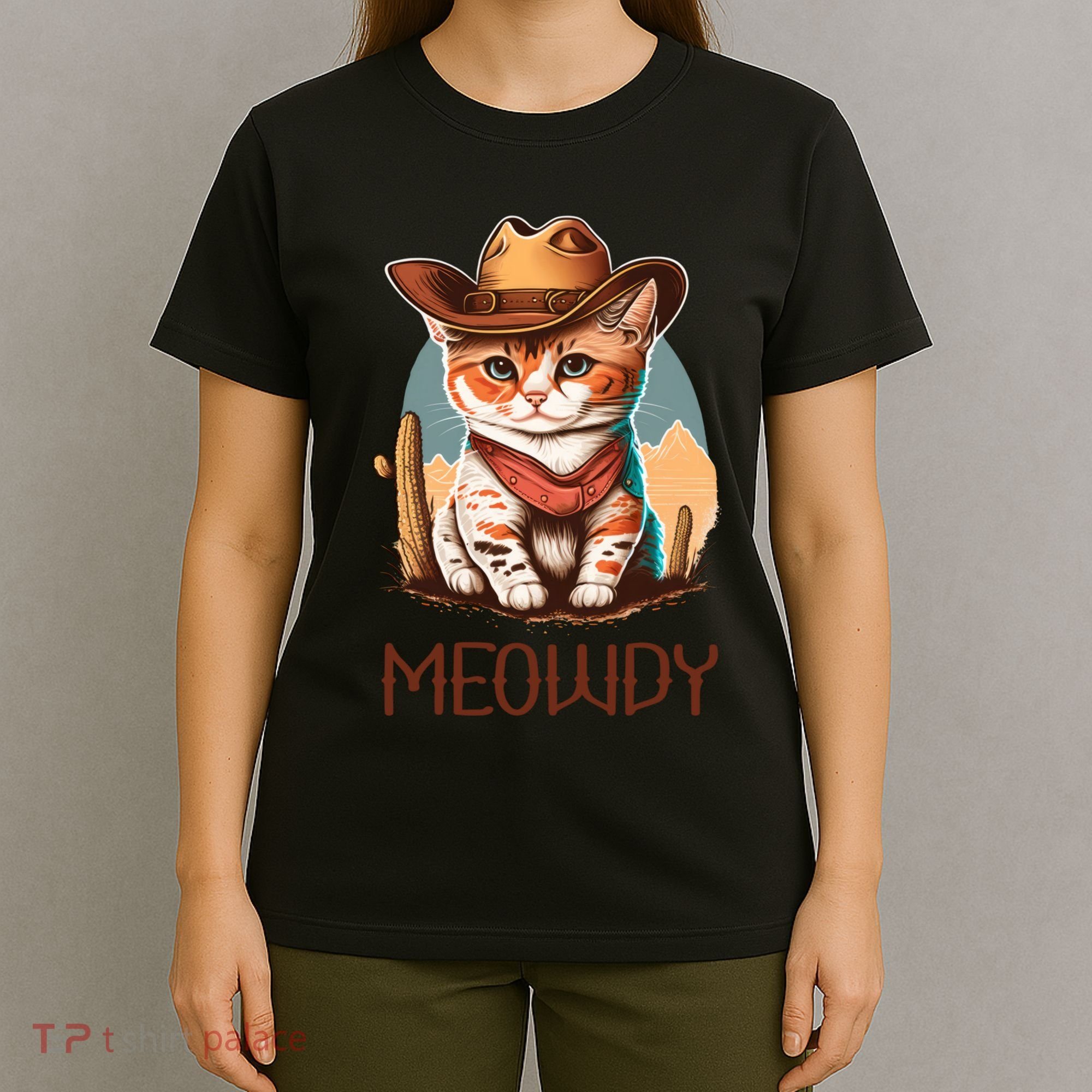 Meowdy Cat Funny Howdy Meme Western Cowboy Kitten T-Shirt