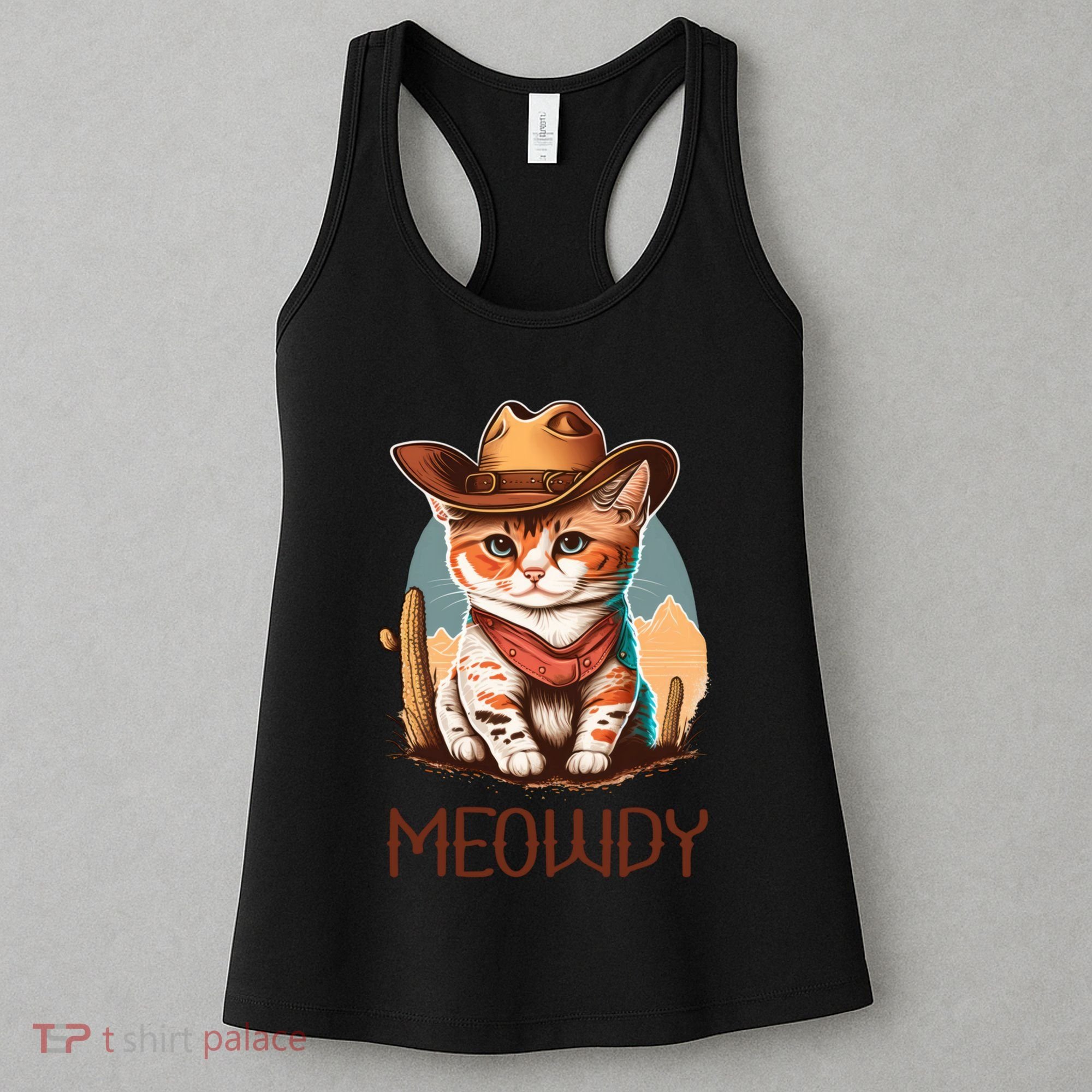 Meowdy Cat Funny Howdy Meme Western Cowboy Kitten Women's Tank Top