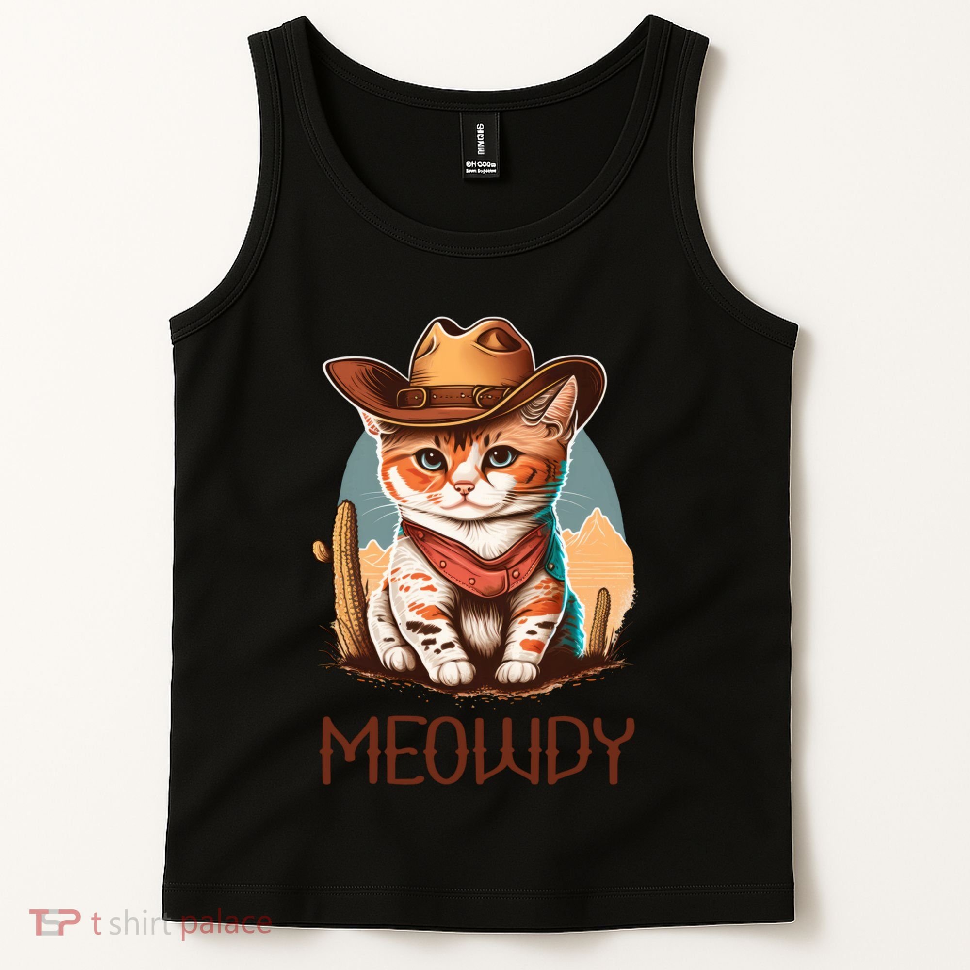 Meowdy Cat Funny Howdy Meme Western Cowboy Kitten Tank Top