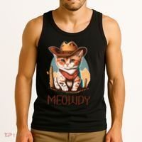 Meowdy Cat Funny Howdy Meme Western Cowboy Kitten Tank Top thumb 3