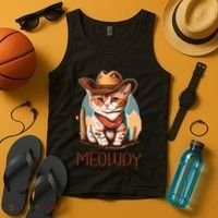 Meowdy Cat Funny Howdy Meme Western Cowboy Kitten Tank Top thumb 4