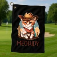 Meowdy Cat Funny Howdy Meme Western Cowboy Kitten Golf Towel thumb 1