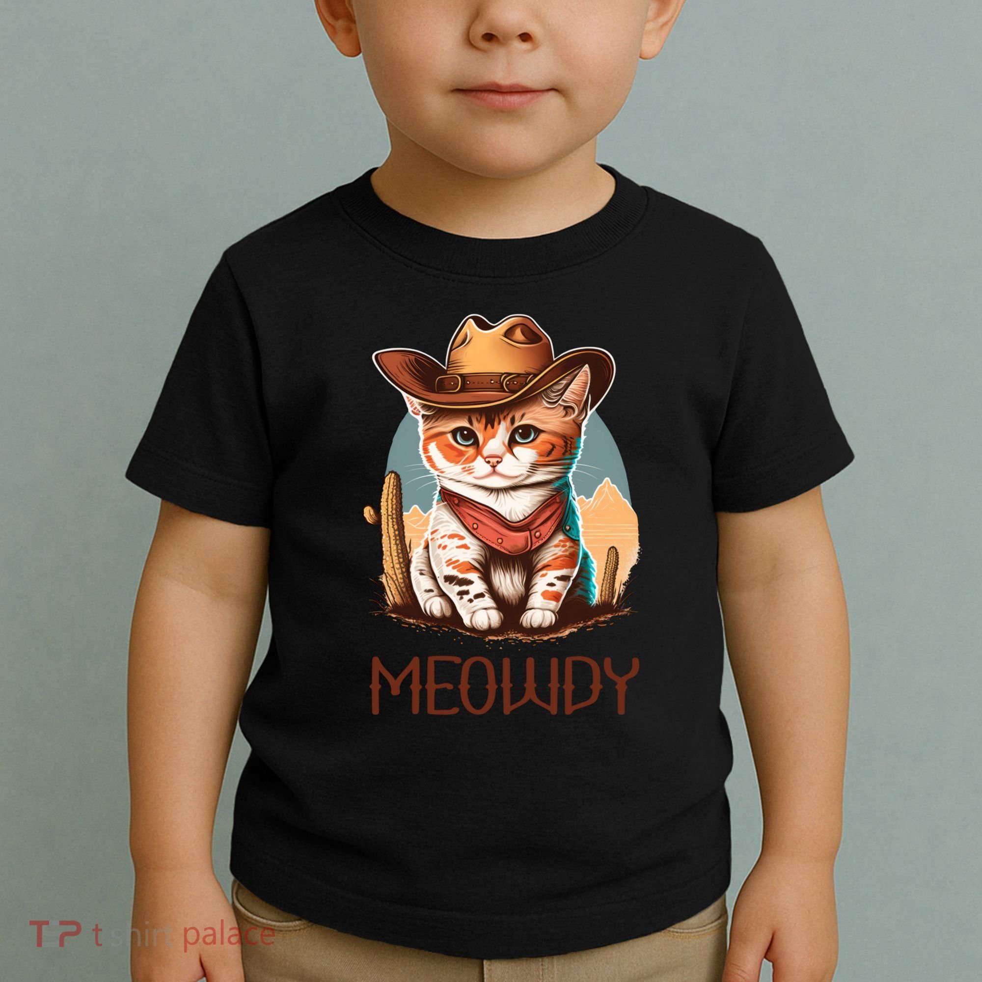 Meowdy Cat Funny Howdy Meme Western Cowboy Kitten Toddler T-Shirt