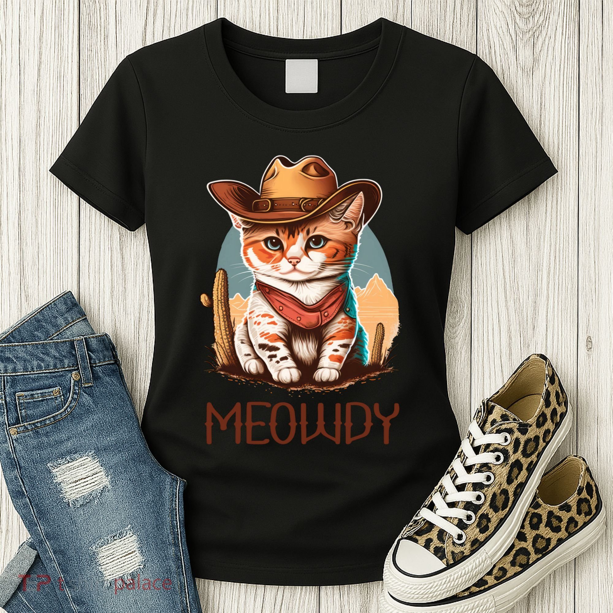 Meowdy Cat Funny Howdy Meme Western Cowboy Kitten Women's T-Shirt