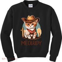 Meowdy Cat Funny Howdy Meme Western Cowboy Kitten Kids Sweatshirt thumb 0