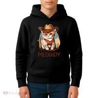 Meowdy Cat Funny Howdy Meme Western Cowboy Kitten Kids Hoodie thumb 4