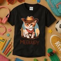 Meowdy Cat Funny Howdy Meme Western Cowboy Kitten Kids T-Shirt thumb 3