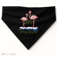 Merry Christmas Flamingo Holiday USA-Made Doggie Bandana thumb 0