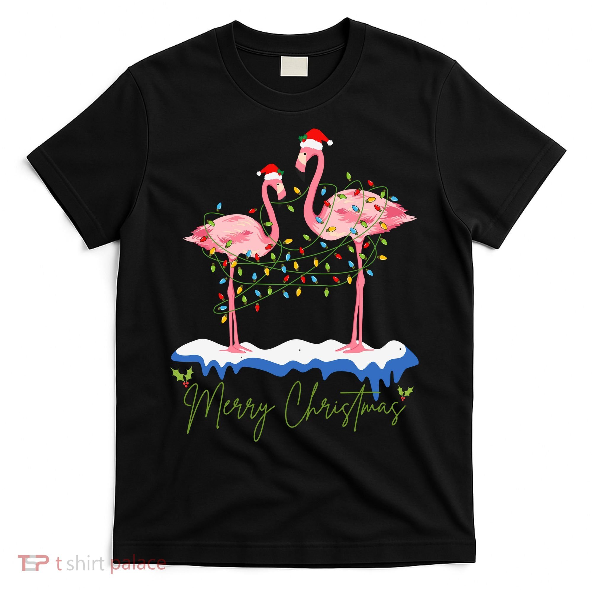 Merry Christmas Flamingo Holiday T-Shirt