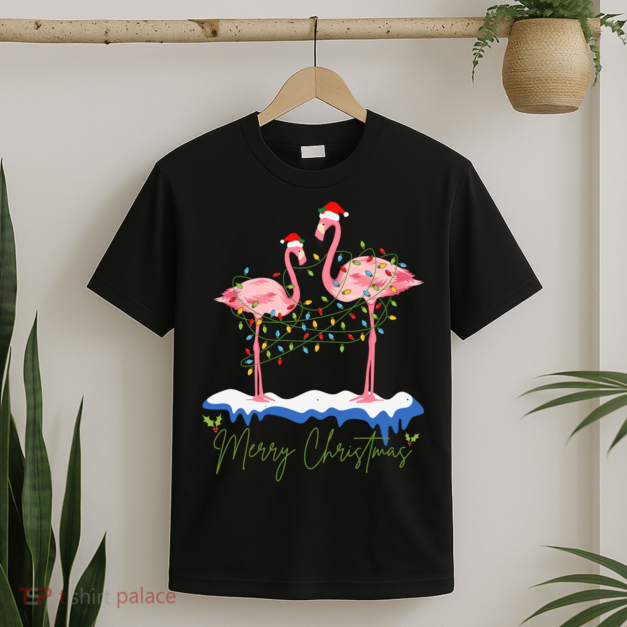 Merry Christmas Flamingo Holiday T-Shirt