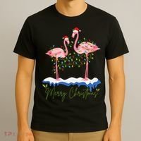 Merry Christmas Flamingo Holiday T-Shirt thumb 3