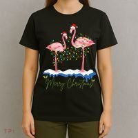 Merry Christmas Flamingo Holiday T-Shirt thumb 4