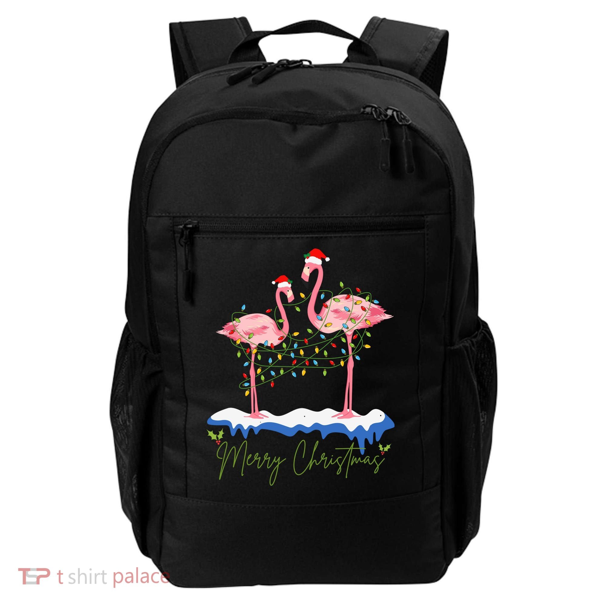 Merry Christmas Flamingo Holiday Backpack