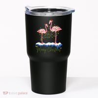 Merry Christmas Flamingo Holiday Tumbler thumb 0