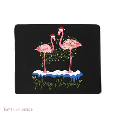 Merry Christmas Flamingo Holiday Mousepad