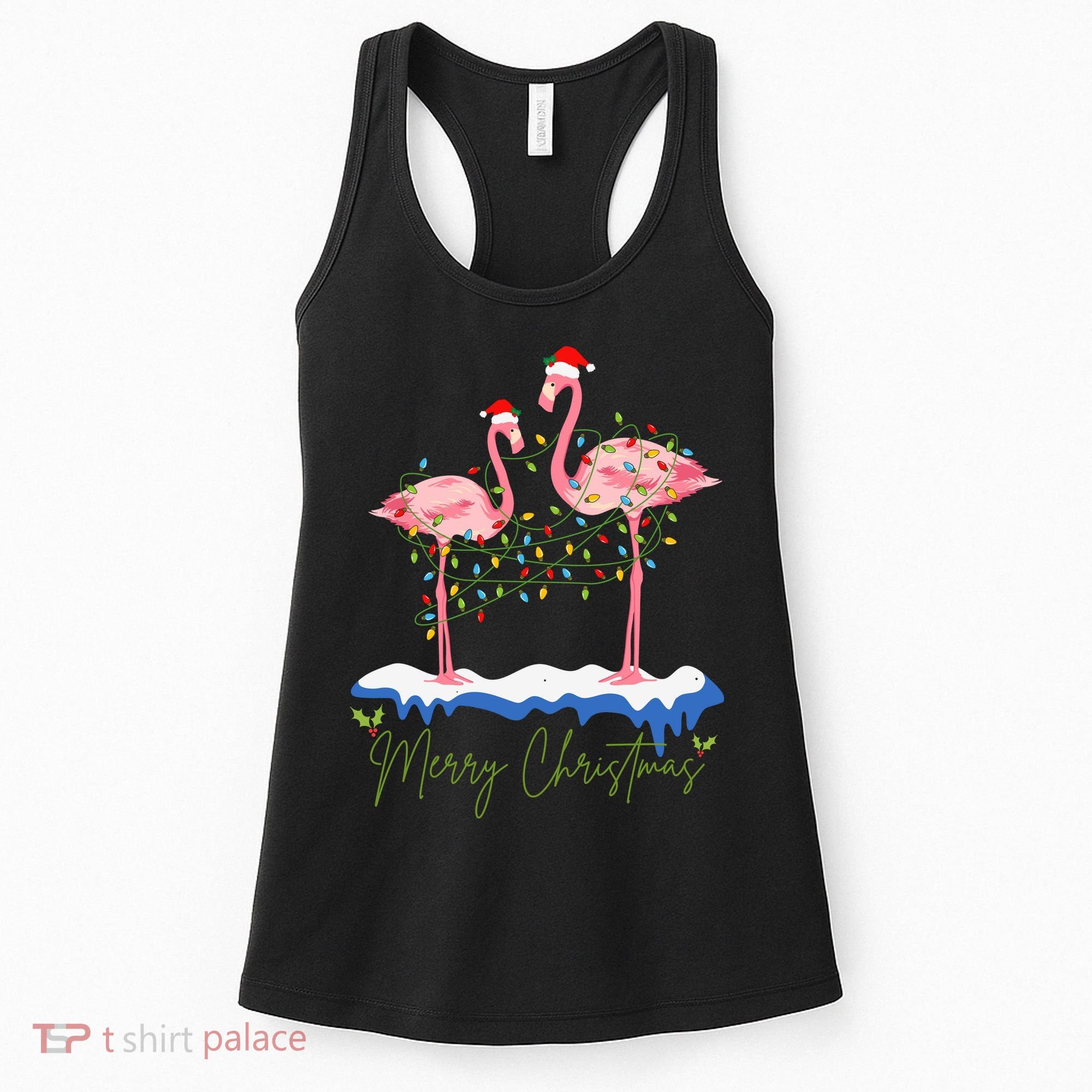 Merry Christmas Flamingo Holiday Women's Tank Top