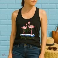 Merry Christmas Flamingo Holiday Women's Tank Top thumb 2