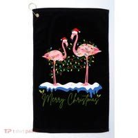 Merry Christmas Flamingo Holiday Golf Towel thumb 0