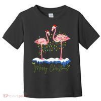 Merry Christmas Flamingo Holiday Toddler T-Shirt thumb 0
