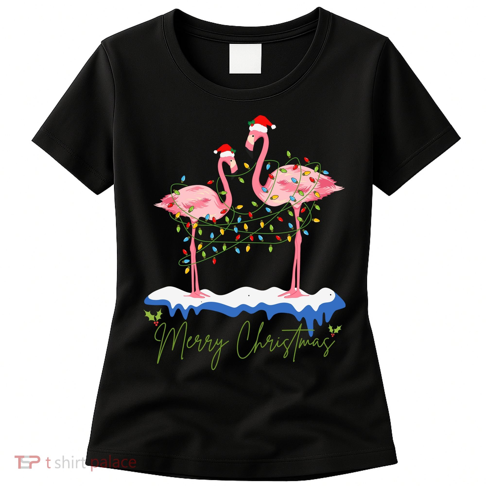Merry Christmas Flamingo Holiday Women's T-Shirt