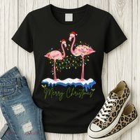 Merry Christmas Flamingo Holiday Women's T-Shirt thumb 3