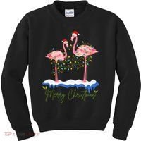 Merry Christmas Flamingo Holiday Kids Sweatshirt thumb 0