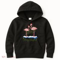 Merry Christmas Flamingo Holiday Kids Hoodie thumb 0