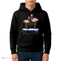 Merry Christmas Flamingo Holiday Kids Hoodie thumb 4