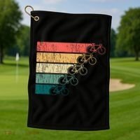 Minimalistic Cycling Funny Biking Bicycle Enthusiast Golf Towel thumb 1