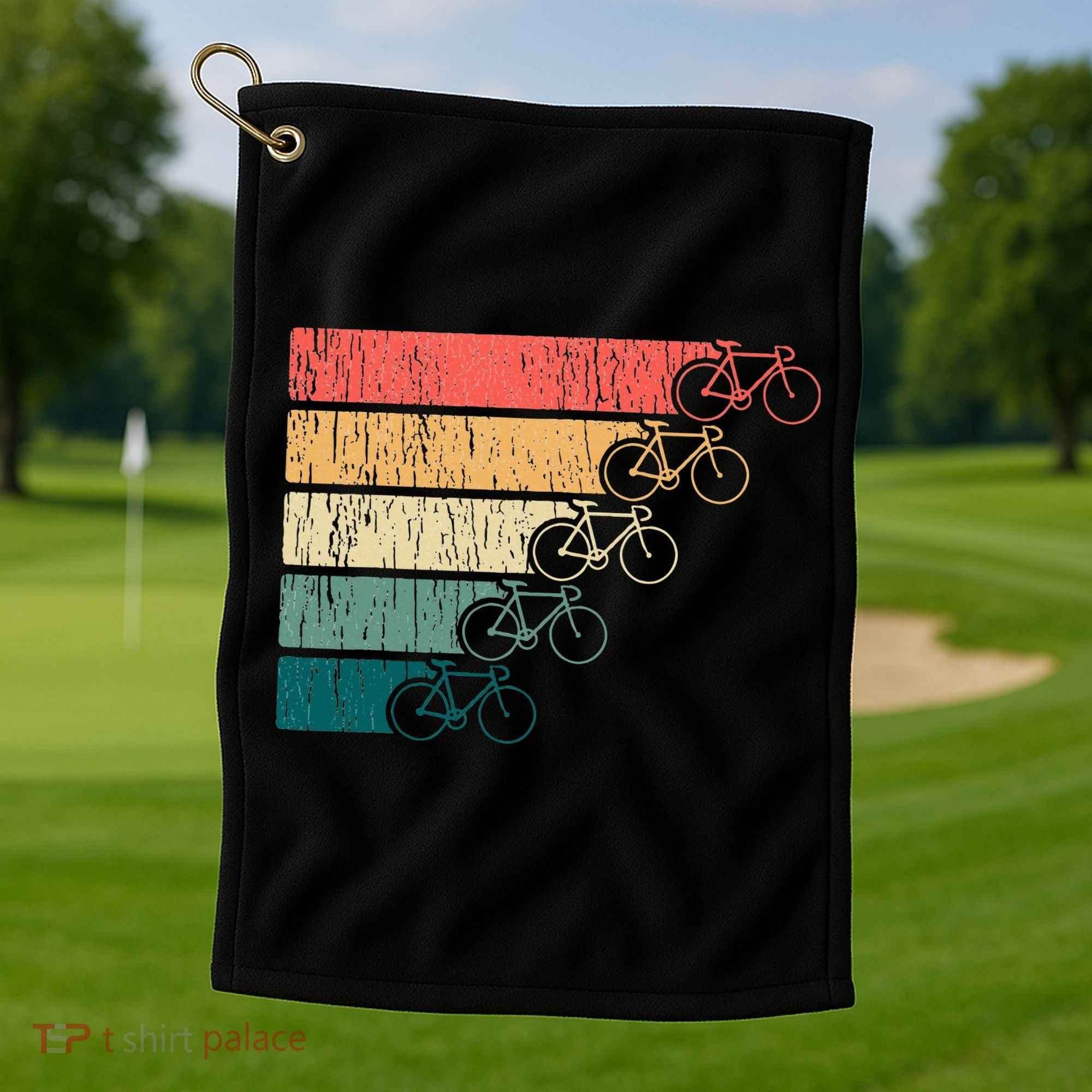 Minimalistic Cycling Funny Biking Bicycle Enthusiast Golf Towel