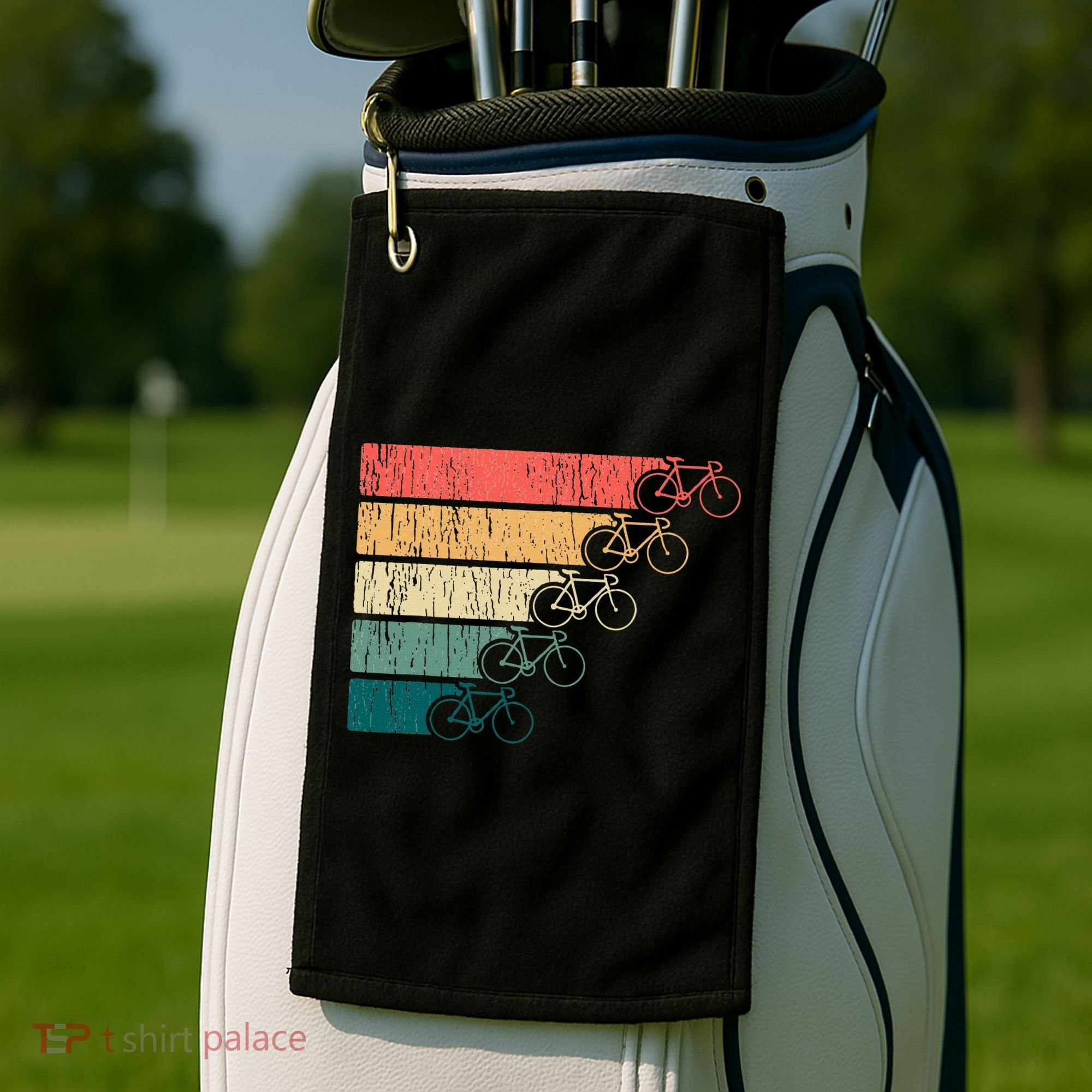 Minimalistic Cycling Funny Biking Bicycle Enthusiast Golf Towel