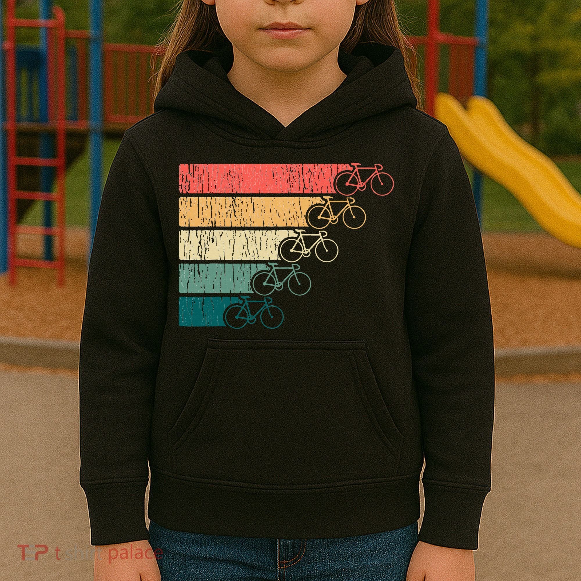 Minimalistic Cycling Funny Biking Bicycle Enthusiast Kids Hoodie