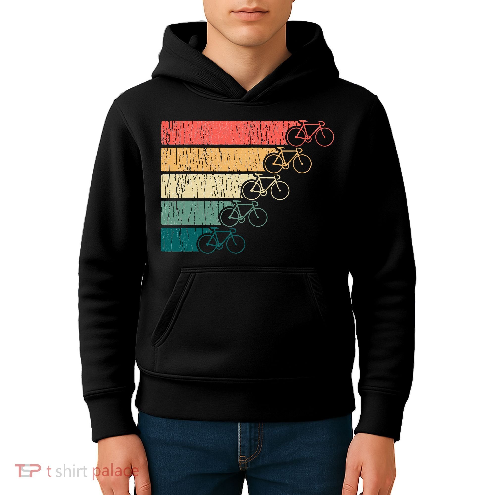 Minimalistic Cycling Funny Biking Bicycle Enthusiast Kids Hoodie