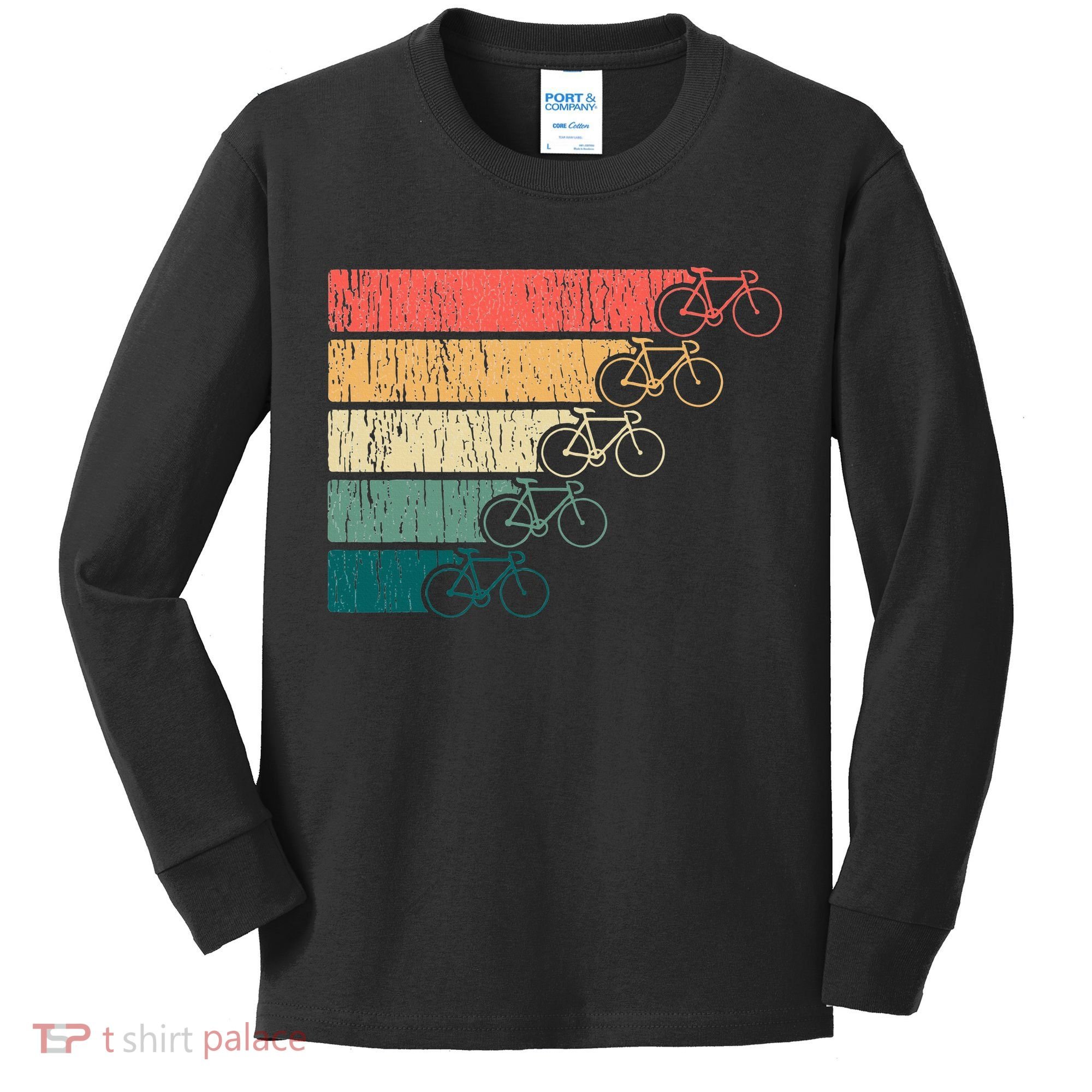 Minimalistic Cycling Funny Biking Bicycle Enthusiast Kids Long Sleeve Shirt