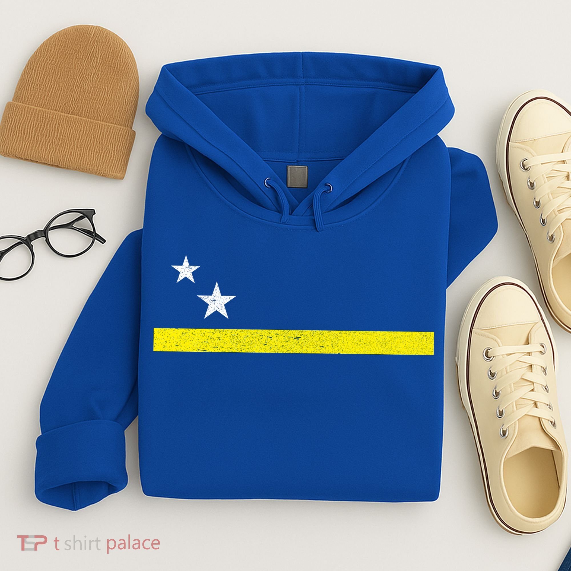 Minimal Curacao Flag Stars And Stripe Hoodie