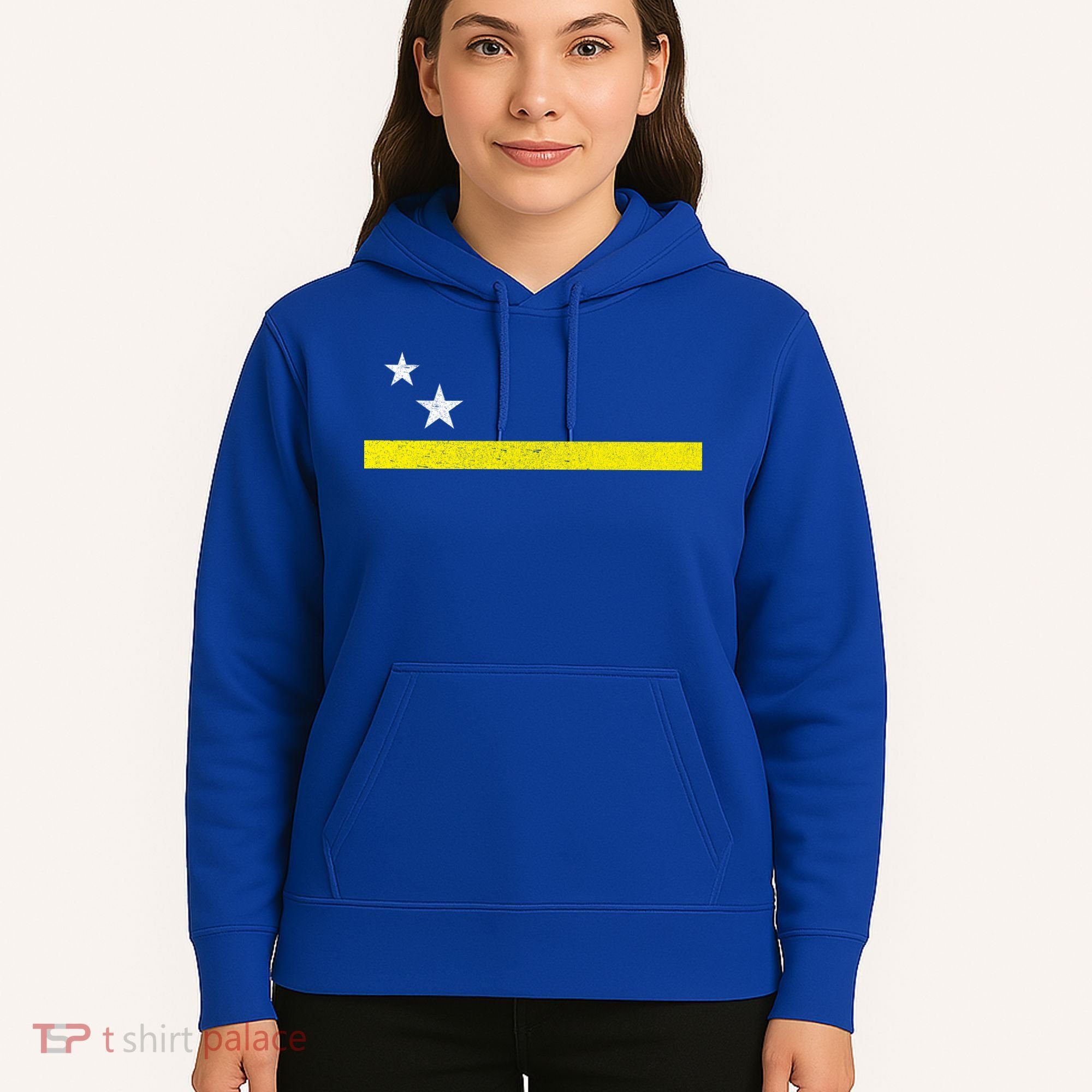 Minimal Curacao Flag Stars And Stripe Hoodie