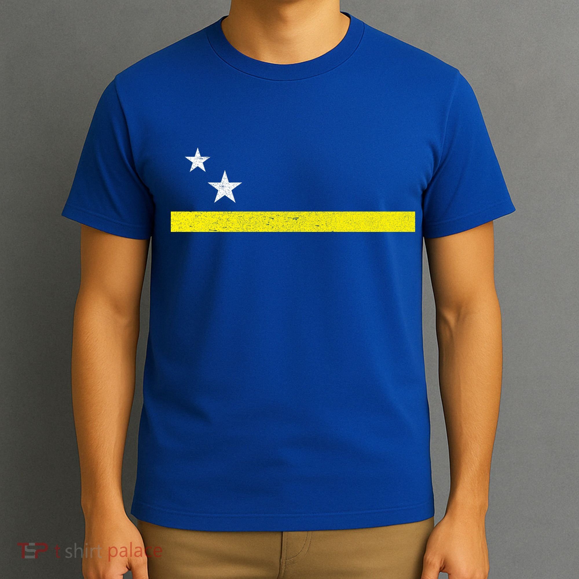 Minimal Curacao Flag Stars And Stripe T-Shirt