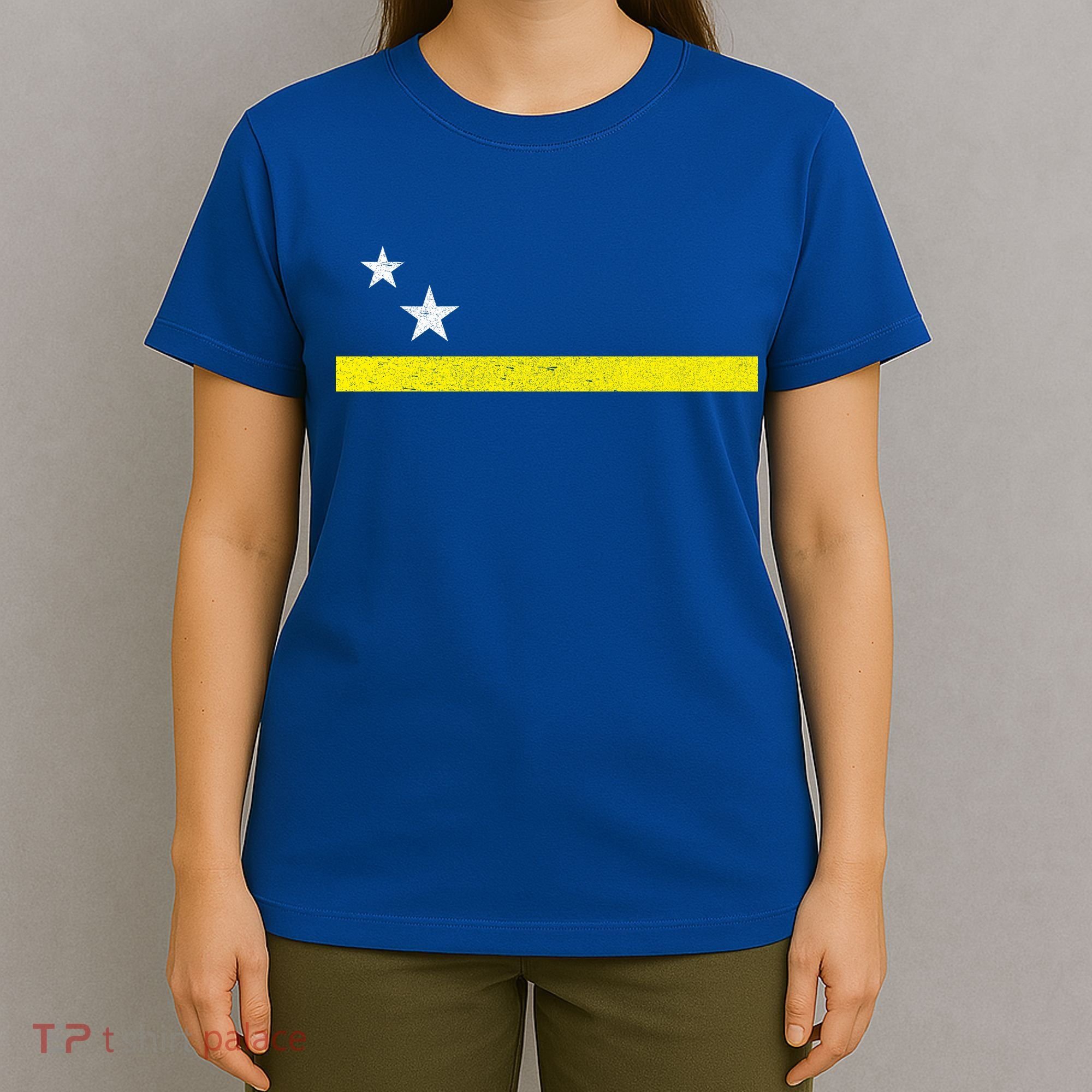 Minimal Curacao Flag Stars And Stripe T-Shirt